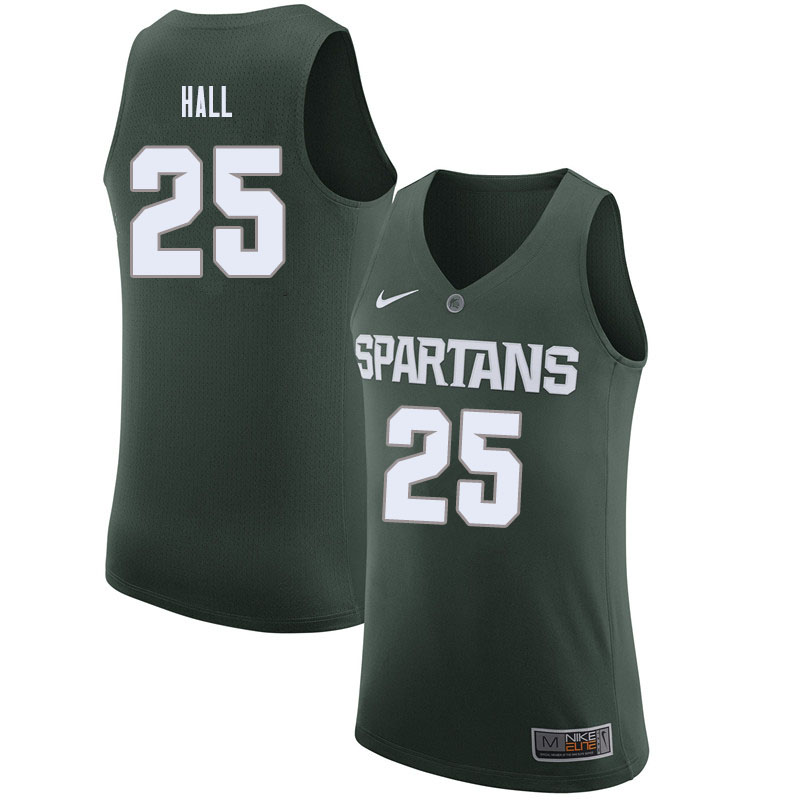 Men #25 Malik Hall Michigan State Spartans College Basketball Jerseys Sale-Green